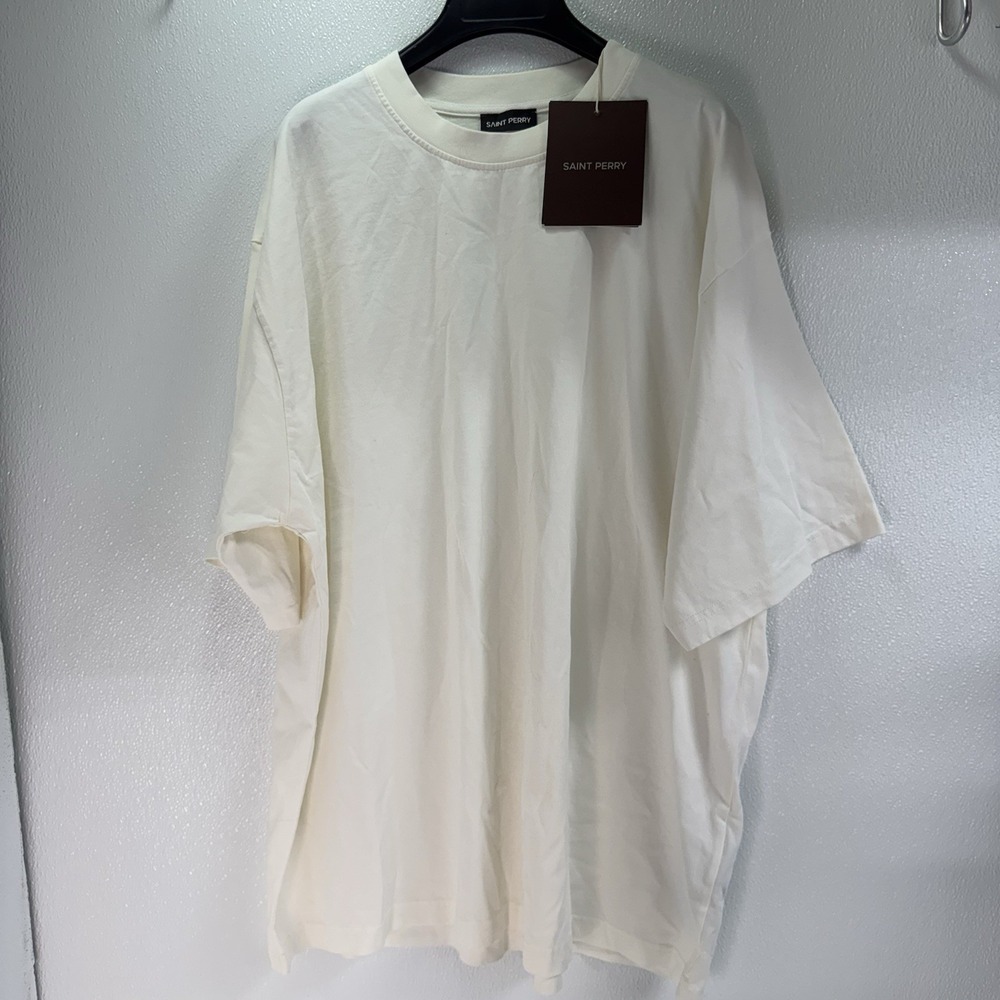 $149 SAINT PERRY Short Sleeve T-Shirt | White | Size 3XL Cream Color